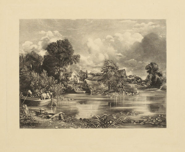 John Constable View on the River Stour (The White Horse, River Stour) , 1830 Mezzotint on wove paper Image size: 14 x 18.9 cms (5 1/2 x 7 7/16 ins) Plate size: 17.5 x 22 cms (6 7/8 x 8 5/8 ins) Paper size: 26.5 x 35.6 cms (10 7/8 x 14 ins) Mezzotint by David Lucas, as directed by John Constable.