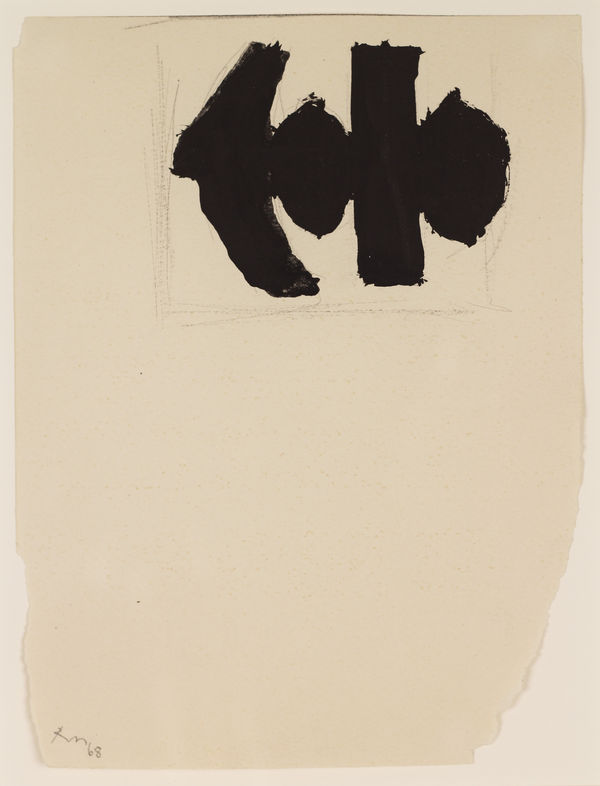 Robert Motherwell Study for Elegy to the Spanish Republic No. 110B, 1968 Acrylic and graphite on paper 20.3 x 15.2 cms (8 x 6 ins)