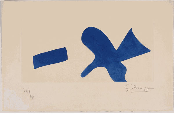 Georges Braque L'oiseau bleu, 1960 Signed in pencil lower right Colour aquatint on wove paper 19.2 x 39 cms (7 5/8 x 15 3/8 ins) Edition of 70