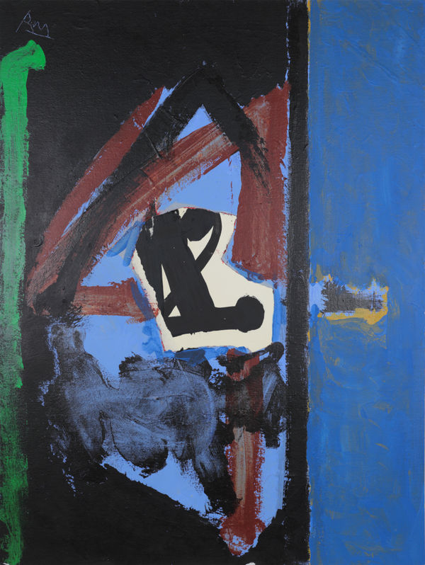 Robert Motherwell Untitled, 1980 Acrylic, pasted paper and graphite on canvas mounted on board 60.6 x 45.5 cms (23 7/8 x 17 7/8 ins)