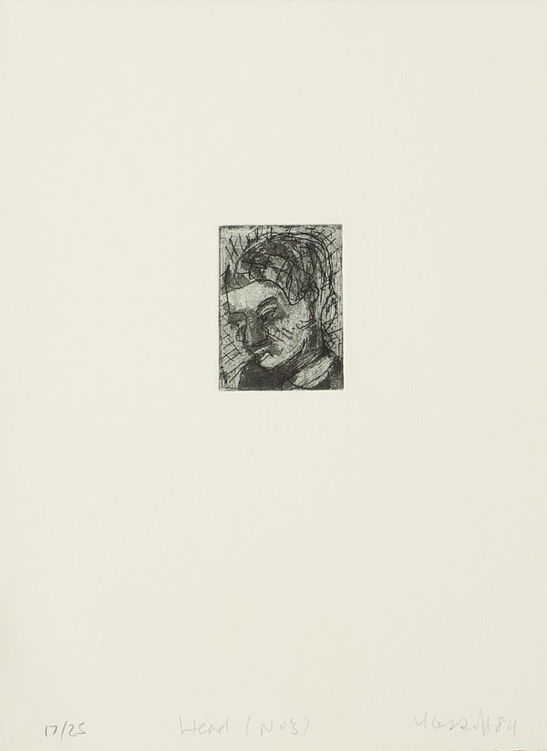 Leon Kossoff Head No 3, 1984 Etching on paper Paper size: 23 x 17 cms (9 1/16 x 6 11/16 ins) Plate size: 5 x 3.7 cms (1 15/16 x 1 7/16 ins)