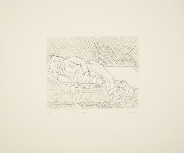 Leon Kossoff Father Asleep, 1982 Etching on paper Paper size: 51 x 59.5 cms (20 1/8 x 23 1/2 ins) Plate size: 23.5 x 29.5 cms (9 1/4 x 11 5/8 ins)