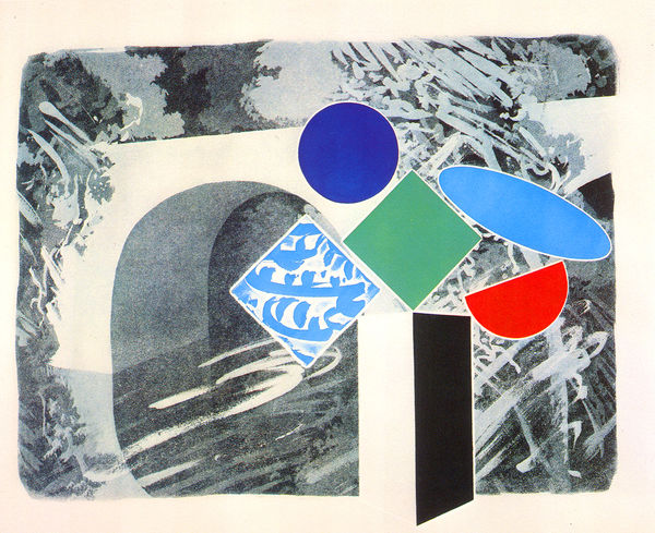 William Tillyer The Black Vase - Living by the Esk X, 1983 Signed in pencil lower right (recto) Copperplate aquatint plus paper collage and relief printing 7 colours Paper size: 70.5 x 81.5 cms (27 3/4 x 32 ins) EDITION 30 PRINTER Homer Frankand Editions PUBLISHED BY Bernard Jacobson Ltd., London