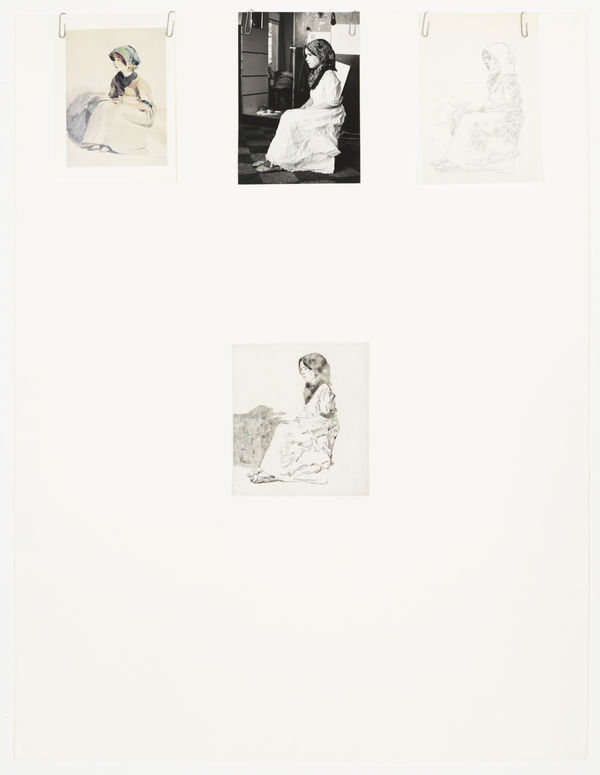 Peter Blake For John Constable, 1976 Etching on paper with photograph, tracing paper, postcard, and paper clips 65.8 x 49.8 cms (25 7/8 x 19 5/8 ins) From the "For John Constable" series Edition of 100, Set of 19 Published by Bernard Jacobson Ltd., London, 1976
