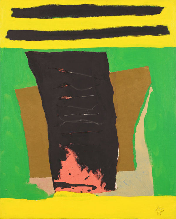 Robert Motherwell Irish Book, 1988 Acrylic and pasted papers on canvas mounted on board 50.8 x 40.6 cms (20 x 16 ins)