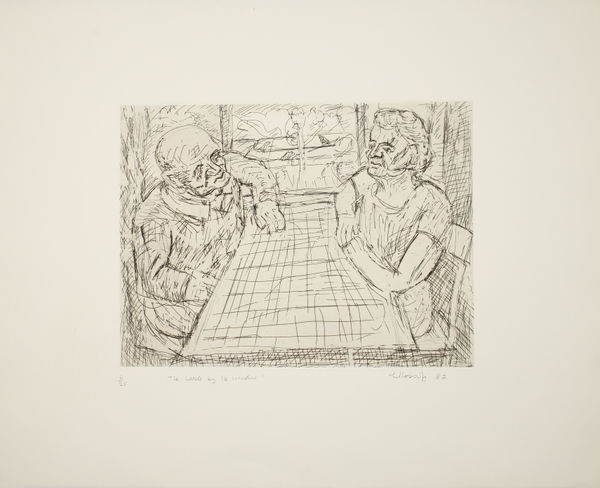 Leon Kossoff The Table by the Window, 1982 Etching on paper Paper size: 52.5 x 65.4 cms (20 11/16 x 25 3/4 ins) Plate size: 27.8 x 38 cms (10 15/16 x 14 15/16 ins)