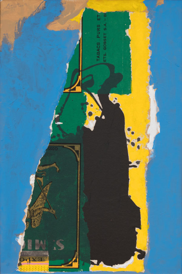 Robert Motherwell St. Michael Collage with Blue, 1985 Acrylic and paper collage on canvas board 91.4 x 61 cms (36 x 24 ins)