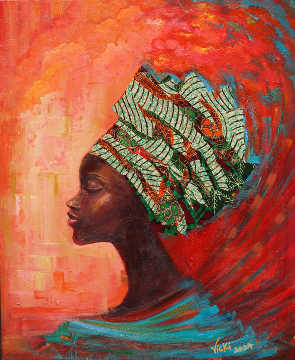 Aho)fe Dua (Beauty Stick), 2024 Acrylic on Canvas 28x34 Inches