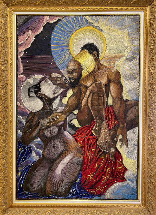 TAMMY SINCLAIR FULL ECLIPSE2021Acrylic, Velvet, Metal wire, nails and thread on wood43.30 x 35.43 inches