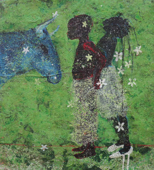 The Support 132 x 122 cm Acrylic, wood powder and shavings, Pastels and glue on canvas 2022