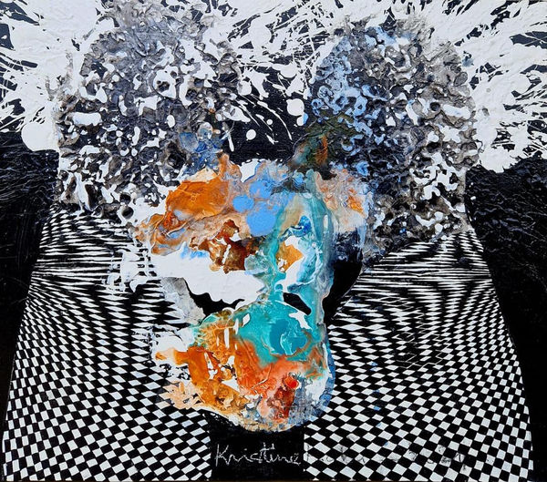 Le Douzieme Passeur 2024 70cm x 60cm Watercolor Acrylic and Relief on Canvas