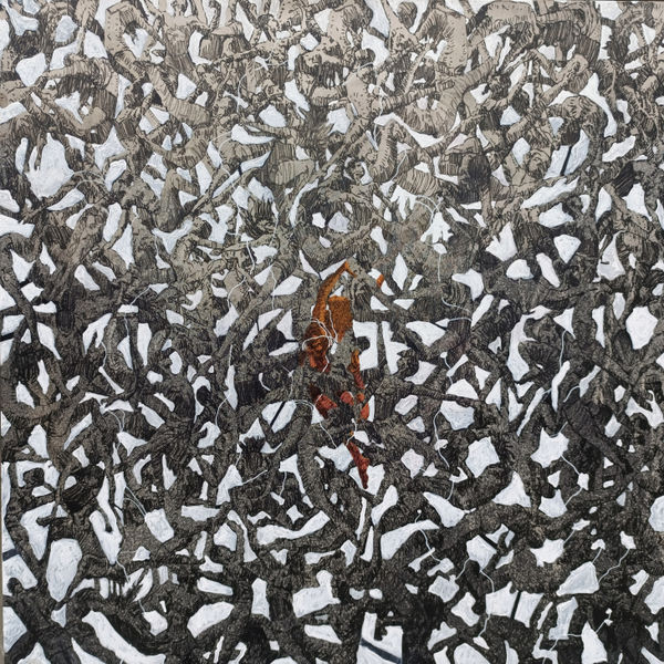 Look At My Struggles 2024 100cm x100cm Acrylic on Denim