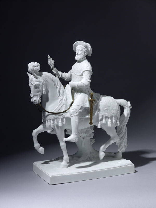 Important And Rare Equestrian Statue Of François Ier (Sèvres hard-paste porcelain, dated 1842), Circa 1842