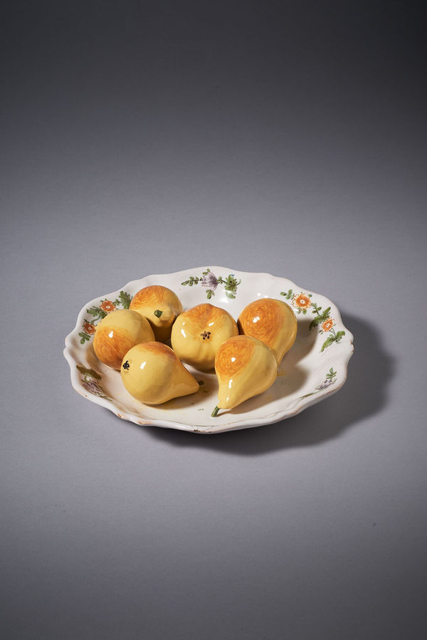 An Italian Faience Trompe L’oeil Dish of Quinces, Circa 1770