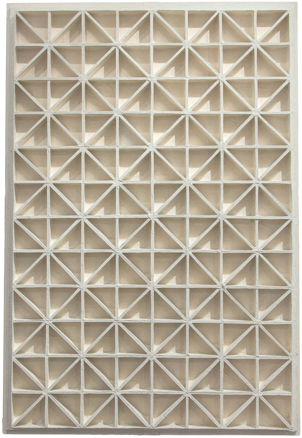 Jan Schoonhoven Diagonalen 1967 Wood Cardboard Papier M Ch White Paint 126X86Cm