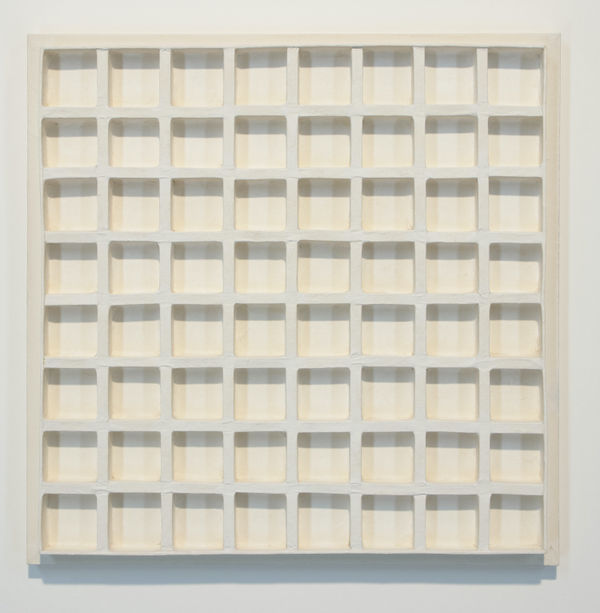 Sch259 Jan Schoonhoven R 72 34 1972 Wood Cardboard Papier Mache And White Paint 43 X 43 Cm 1