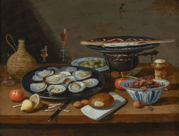 Pseudo Van KESSEL, vers 1660, Nature morte aux huitres (d'une paire de Banketjes)