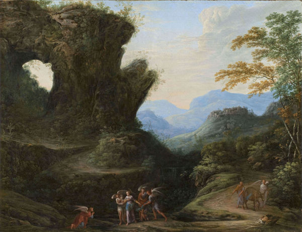 Henri MAUPERCHE Panoramic landscape with the flight to Egypt