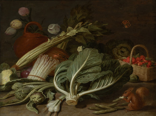 Pseudo Van KESSEL, around 1660 Cabbage still life (from a pair of Banketjes)