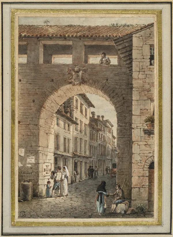 Victor Jean NICOLLE 1754 - Paris - 1826, Le Passetto di Borgo à Rome