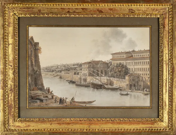 Victor Jean NICOLLE 1754 - Paris - 1826, Le port de Ripa Grande à Rome