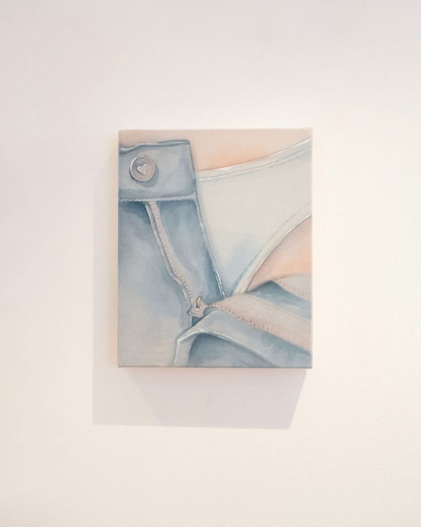 Naomi Boiko Stapleton Can I go for a wee first (question mark) , 2024 Watercolour on cotton 20 x 25 cm