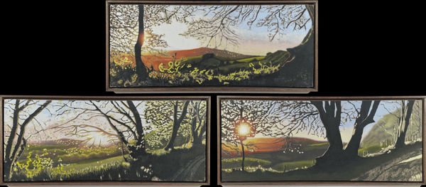 Kit Glaisyer, Three Lewesdon Hill Views, each 100x40cm