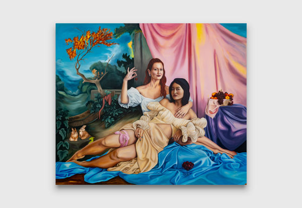 Kansas Smeaton The lovers hours end too soon, 2023 oil on canvas 167.5 x 198 cm 66 x 78 in