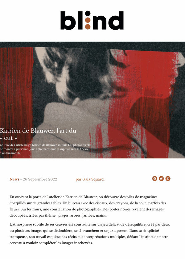 Katrien de Blauwer, l'art du cut