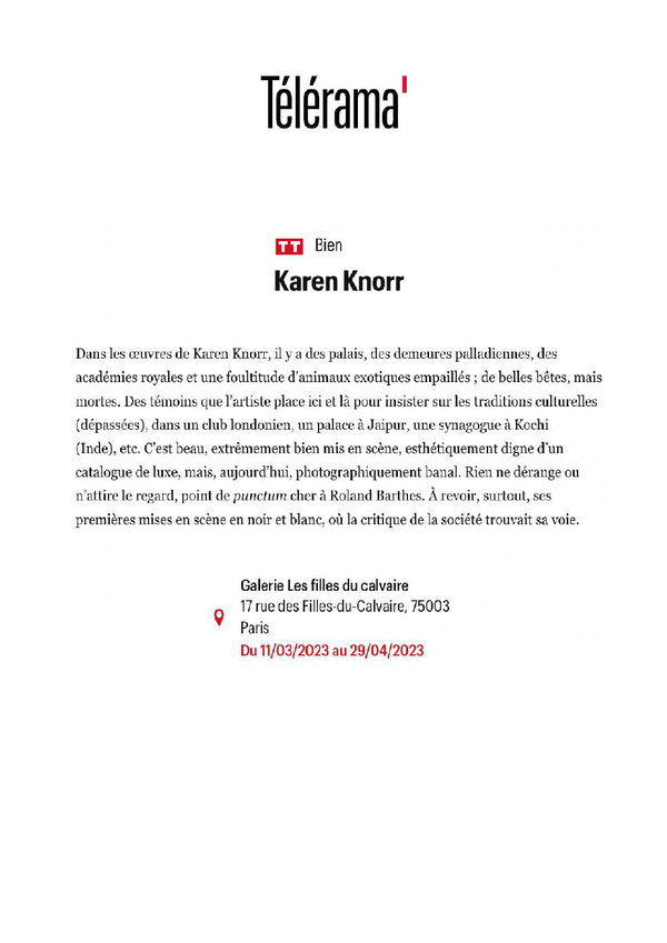 Karen Knorr — Télérama Web