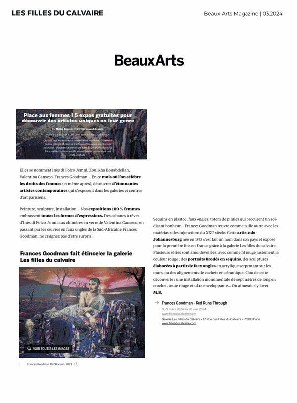 Frances Goodman | Beaux-Arts Magazine