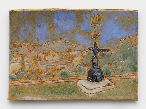 Raina Lee b. 1976 Luna, sol y una estrella, Fundació Joan Miró, 2025 Signed verso stoneware and glazes 4 1/4 x 6 1/4 in