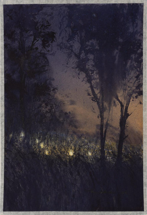 Bholanath Rudra (b.1984) Forest Scene II Watercolour on paper 21.45 x 14.56 in. (54.5 x 37 cm.) 2024, Kolkata