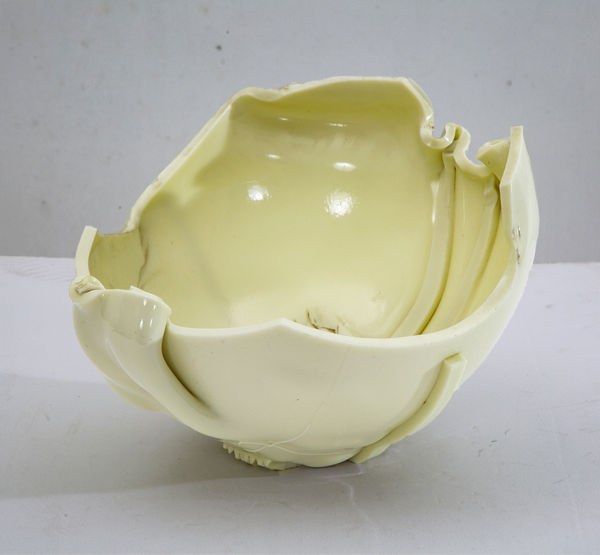 Slumped Ivory Glass Bowl