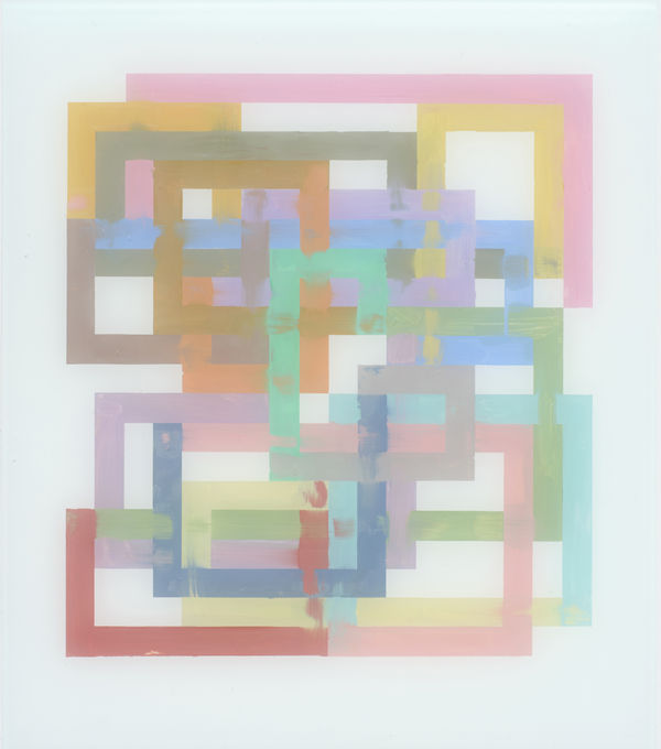 Johyun Gallery Bernard Frize 10 04 2025 2025 Tempera And Lacquer On Glass 40 X 35 Cm