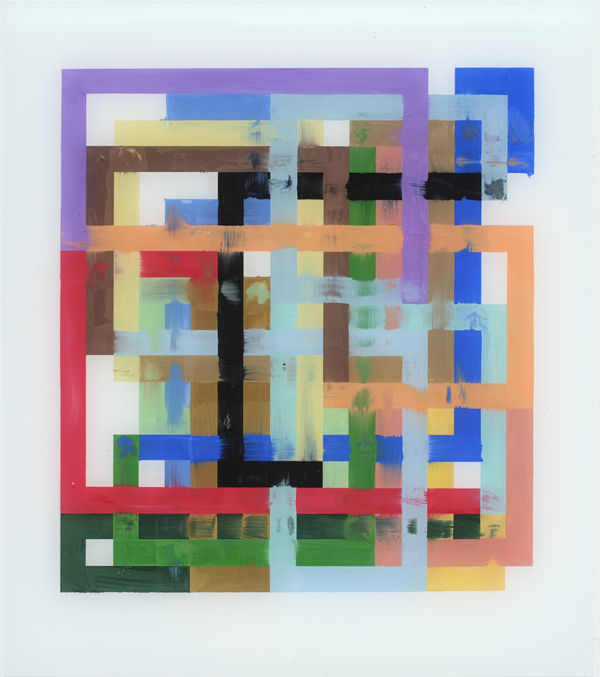 Johyun Gallery Bernard Frize 19 04 2025 2025 Tempera And Lacquer On Glass 40 X 35 Cm