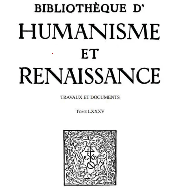Book cover of the revue "Bibliothèque d'Humanisme et Renaissance", Geneva