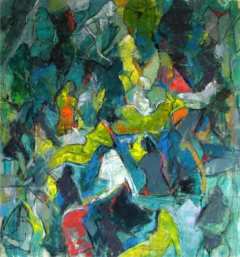 Let My People Go 2009 Acrylic, oil, pastel, newspaper on canvas 100 x 105cm