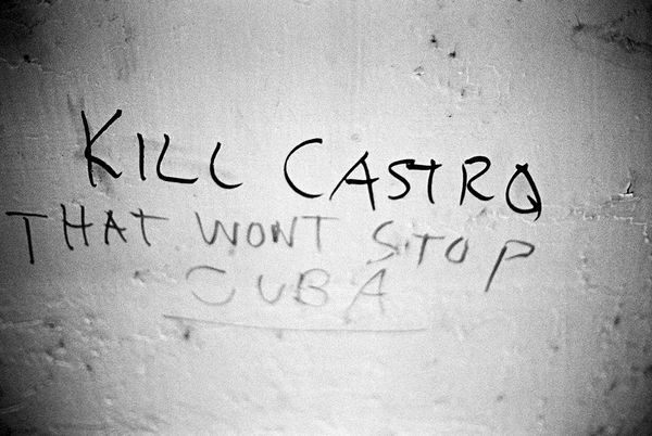 Graffiti in the New York Subway reading "Kill Castro | that won't stop Cuba" Click to read more