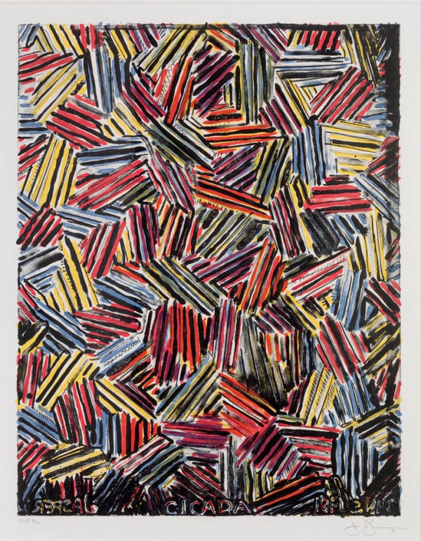 Jasper Johns Cicada, 1981 Lithograph printed in colors 26 5/8 x 20 3/8 inches Edition 4/58 Signed in pencil, dated and numbered For sale at Surovek Gallery