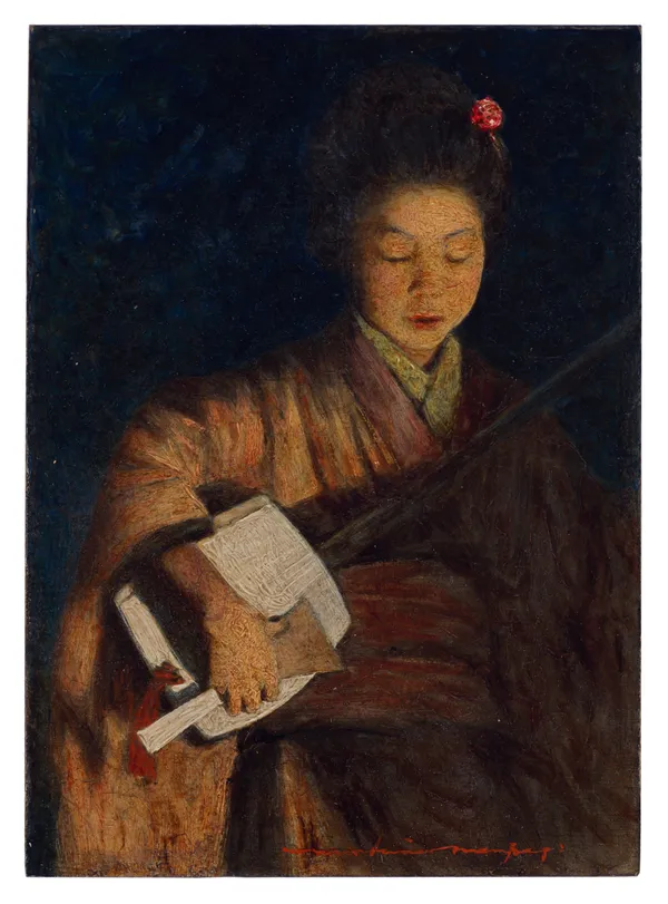 Geisha playing the Shamisen