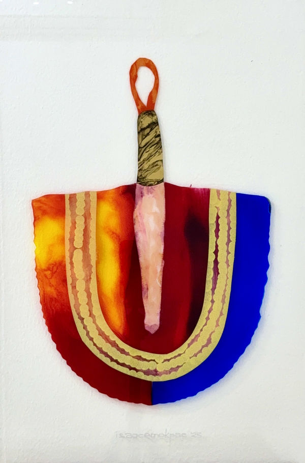 Isaac Emokpae Ezuzu Uwa 2 (Fan of wealth), 2025 Stained Plexiglass 84 x 43.5 cm