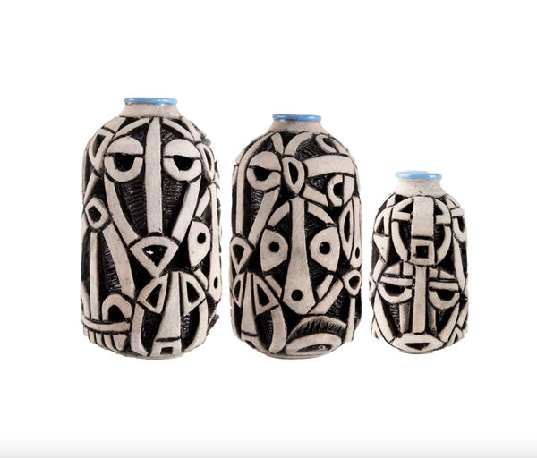 Djakou Kassi Natalie Under the sky, 2024 Glazed clay Size: Big: 20 x 11 cm | Medium: 18 x 11 cm | Small: 14 x 9 cm