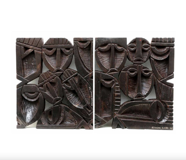 Djakou Kassi Natalie Tribals, 2025 Mahogany 30 x 30 cm