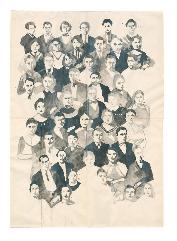 09/17/19 48 Listeners Ink on found paper, 2019 60 x 42 cm