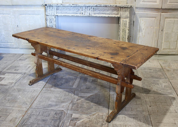 19th century spruce trestle table