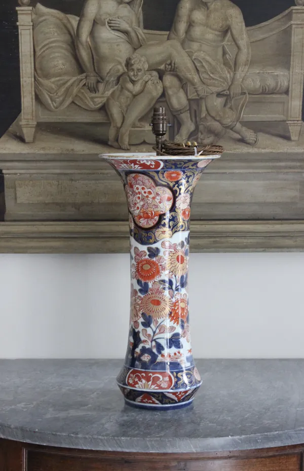 18th/19th century Imari trumpet vase lamp