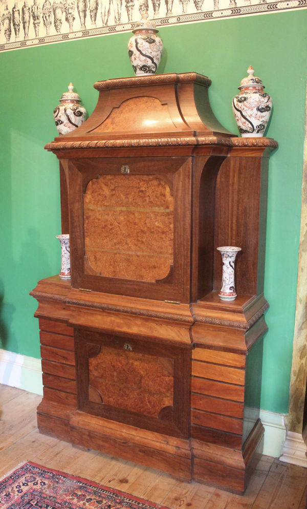 18th century architectural burr fronted collectors cabinet