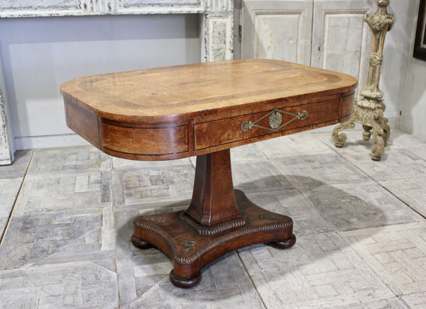 Regency oak and pollard oak, ormolu mounted drum table