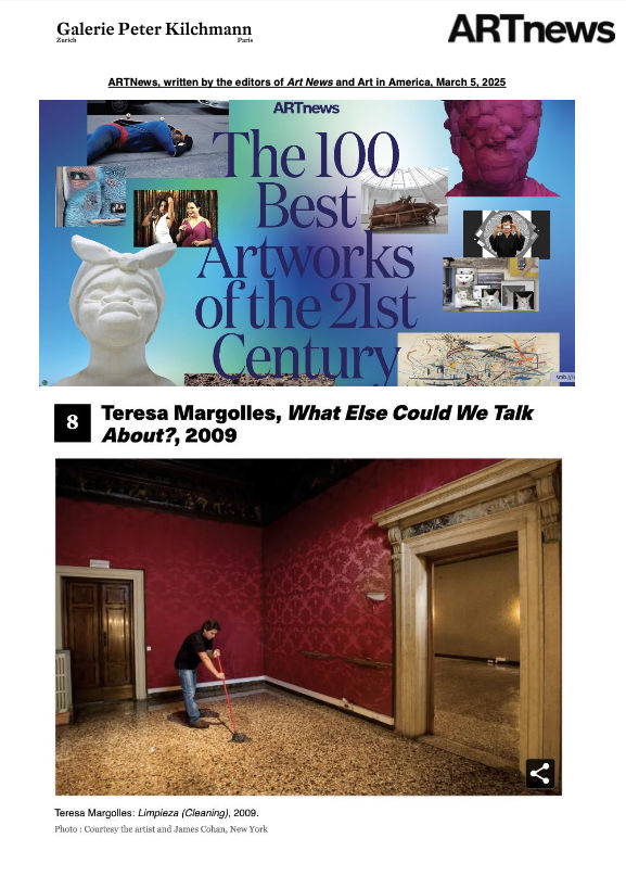 Teresa Margolles’ Work Ranked Among the Best 10 of the 21st Century by ARTnews and Art in America